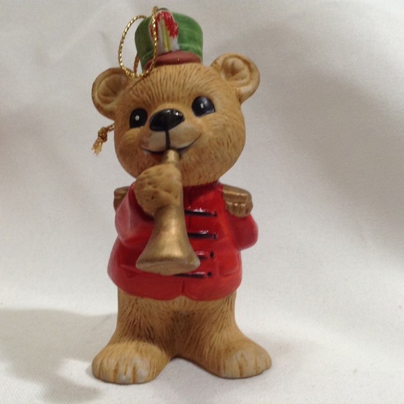 2 Homco Bears Musical Band 4" Christmas Ornaments Accordion Horn 5553 Music - Picture 3 of 7
